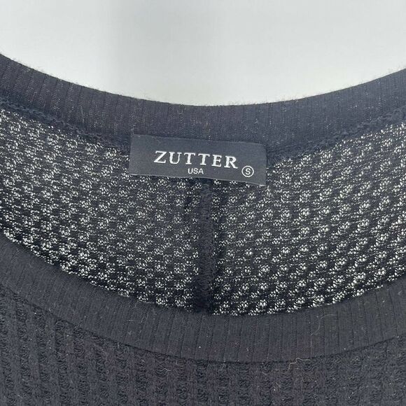 Grateful Thankful Blessed Waffle Knit Thermal Top Black Zutter Relaxed Fit Small - Picture 6 of 7